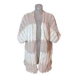 LOFT Knit Cardigan Duster Women’s Size S Short-sleeve Open-front Cream Tan NWT